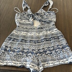 Blue and White Patterned Romper